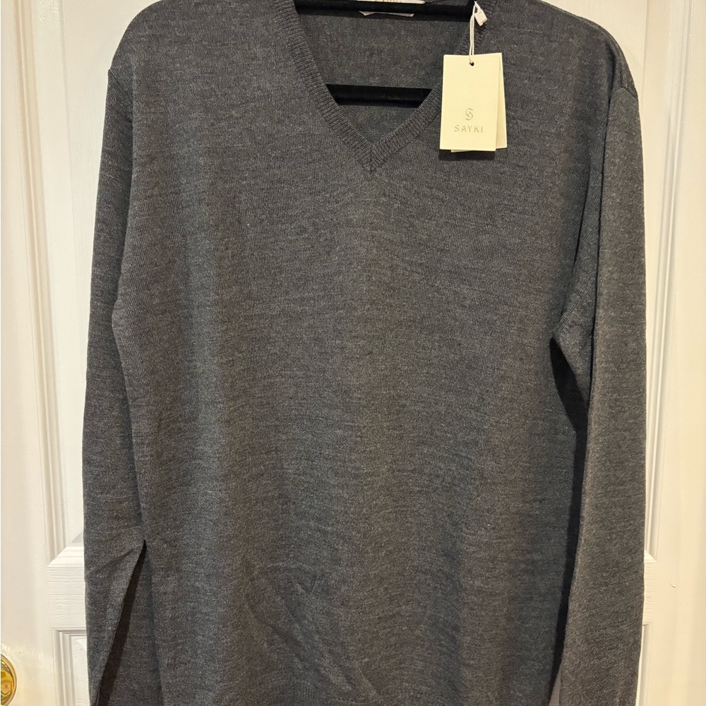 Men's Sayki Gray V-Neck Sweater